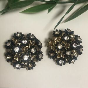 Vintage Clip Earrings Rhinestones/Gold Tone For Women